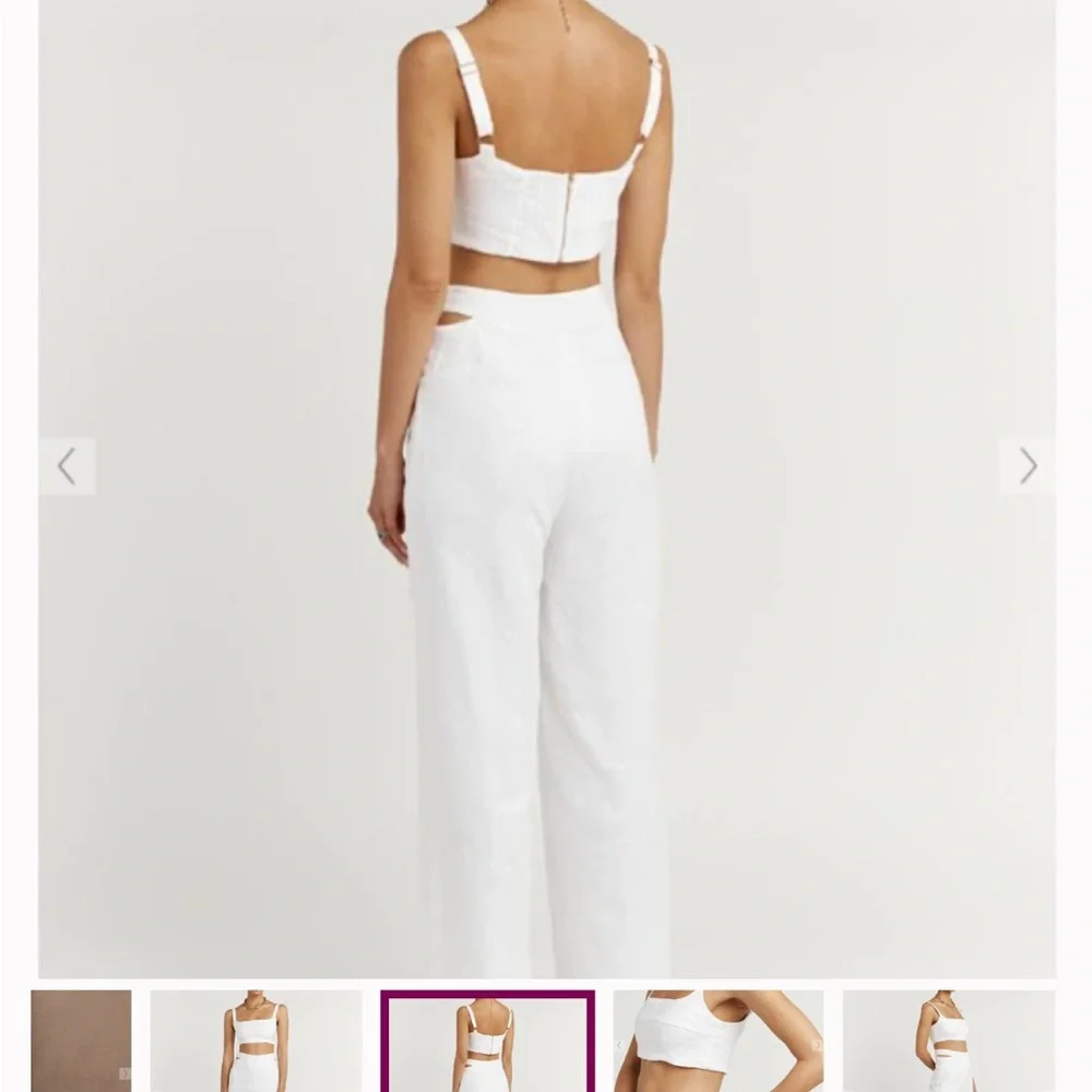 Dissh River White Linen Cut Out Pant - Picture 3 of 9